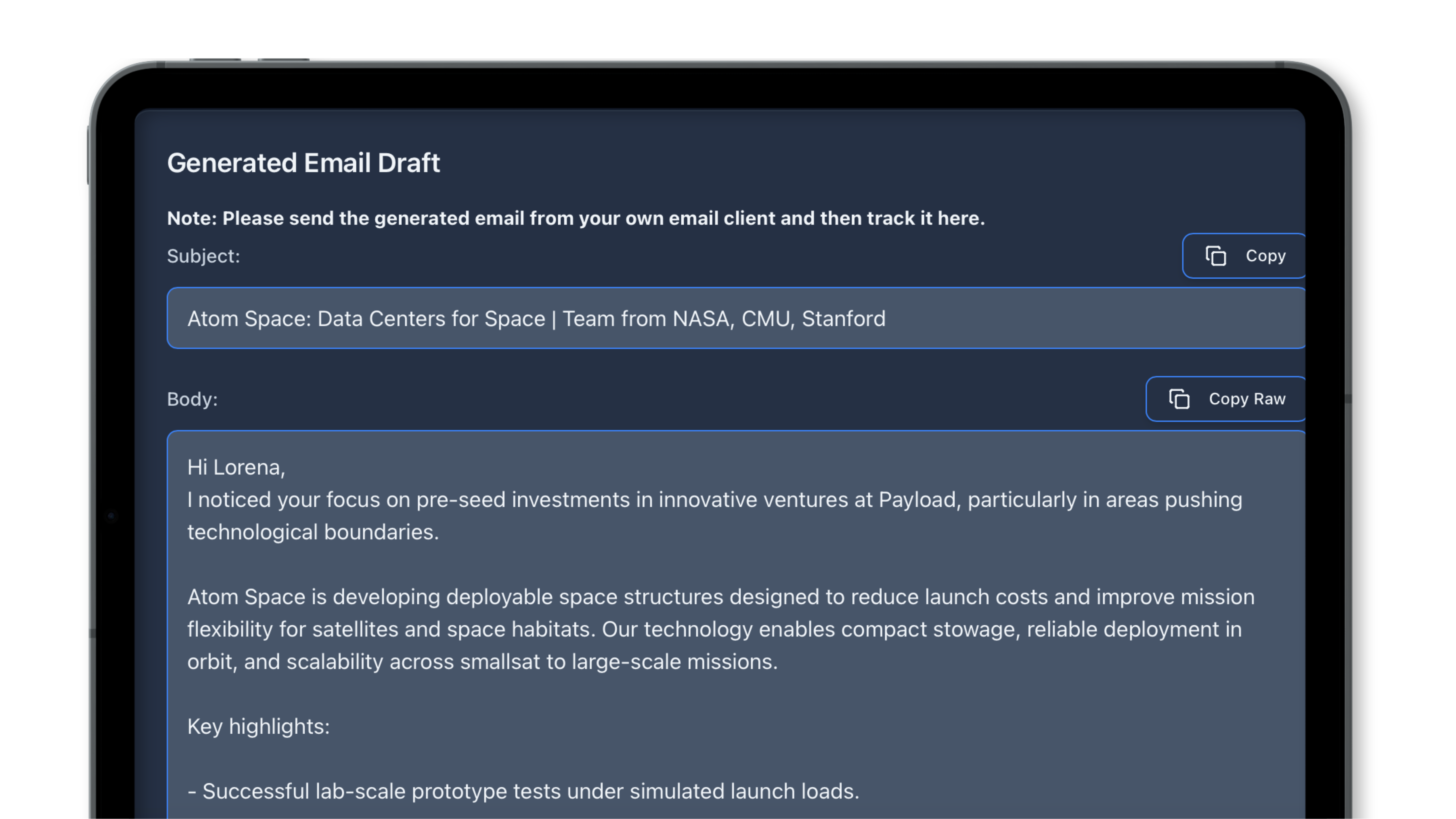 Investor-ready Emails